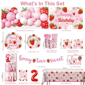 Cocomigo strawberry foil balloon adds a shiny focal point to the party
