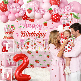 Cocomigo strawberry napkins match the theme for quick cleanup