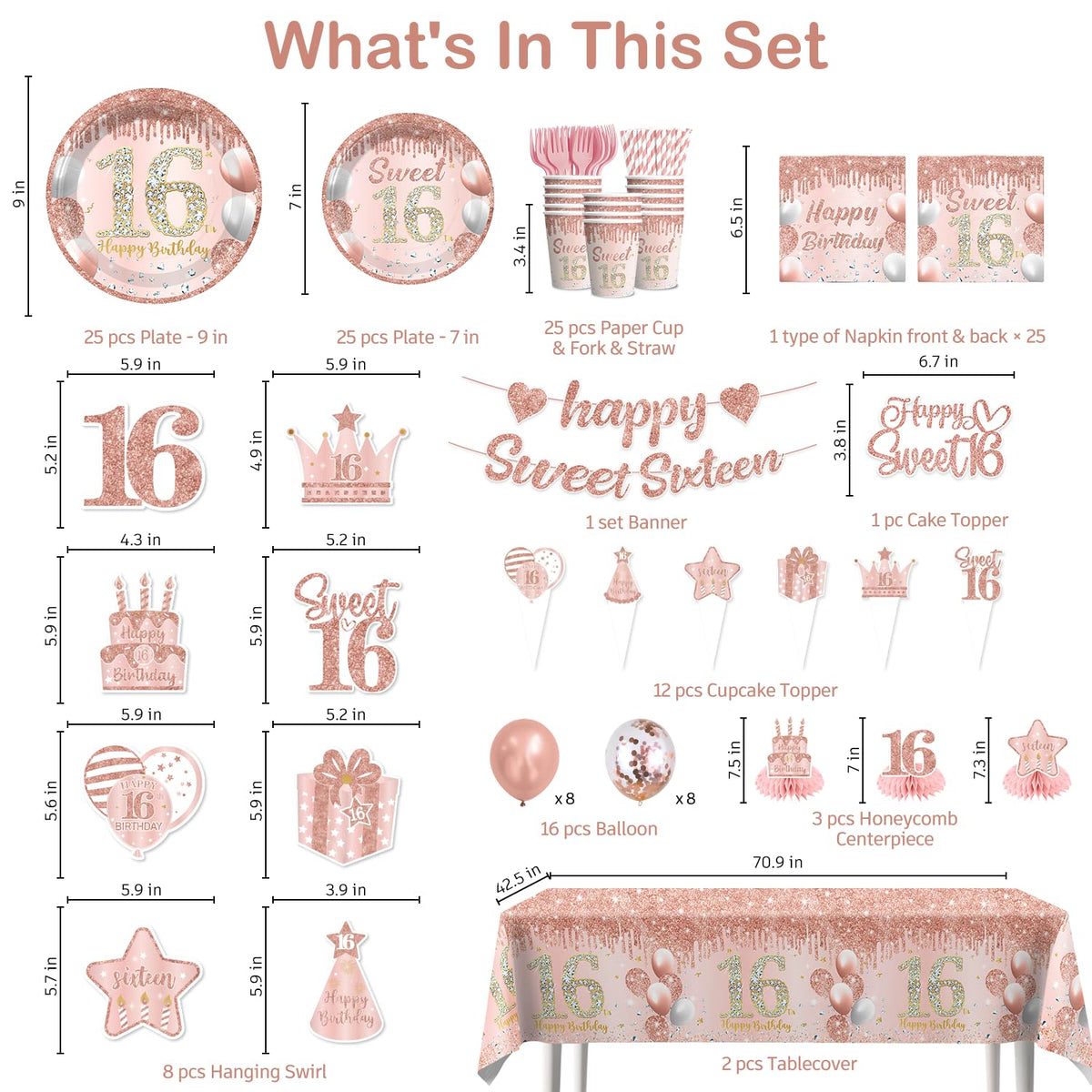 Cocomigo Sweet 16 cake topper adds a chic centerpiece