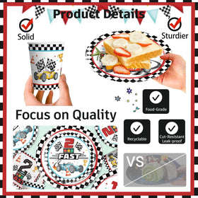 cocomigo Two Fast 9-inch plates with race car design for quick serving