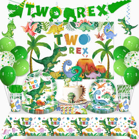 Cocomigo Two Rex banner decor for dinosaur party walls