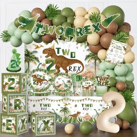 cocomigo Two Rex banner for a vibrant dinosaur-themed birthday entrance