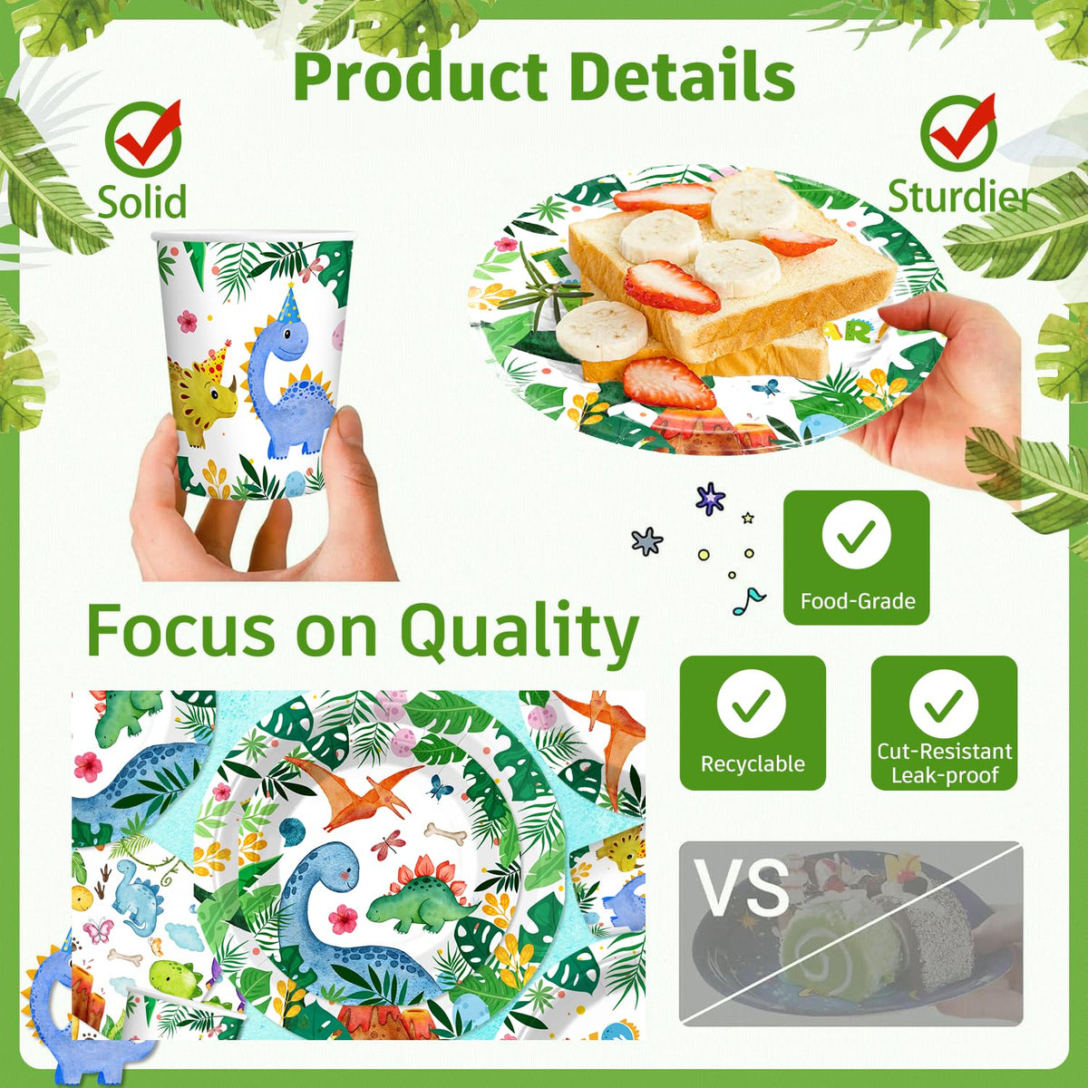 Cocomigo Two Rex 7-inch plates sturdy for snacks