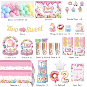 Cocomigo Two Sweet backdrop creates a festive focal point for celebrations