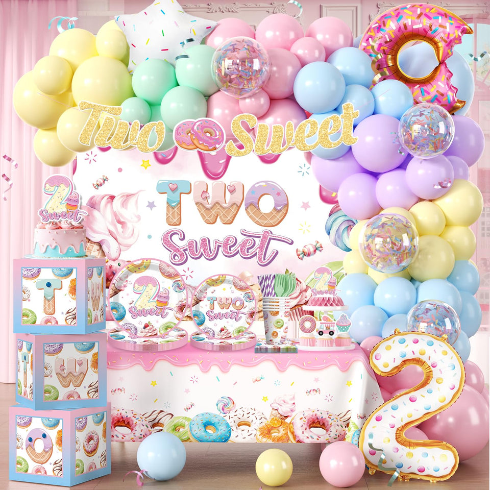Cocomigo Two Sweet banner decor adds vibrant color to birthday photos
