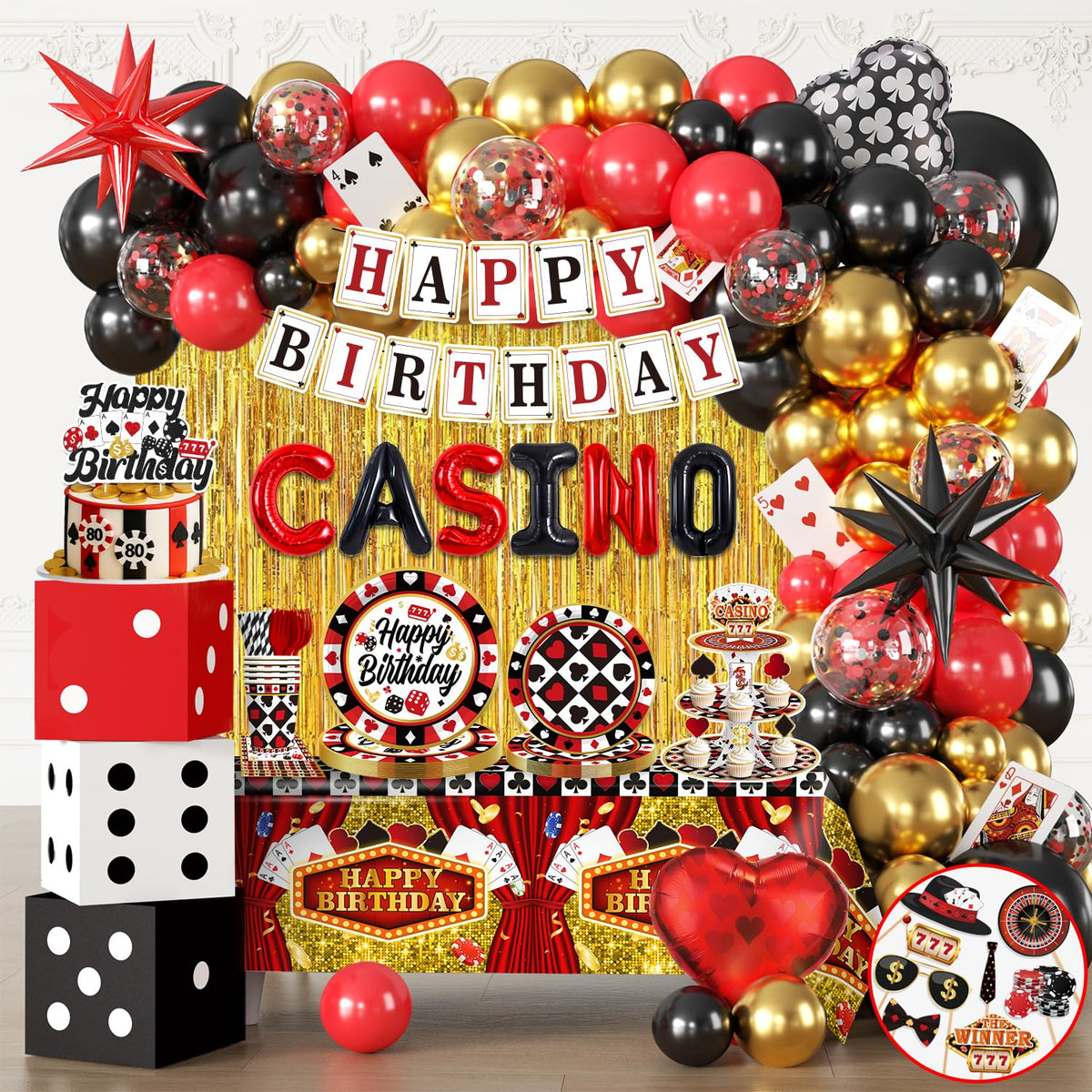 Cocomigo Vegas banner 337pcs: bright centerpiece for casino-themed party decor