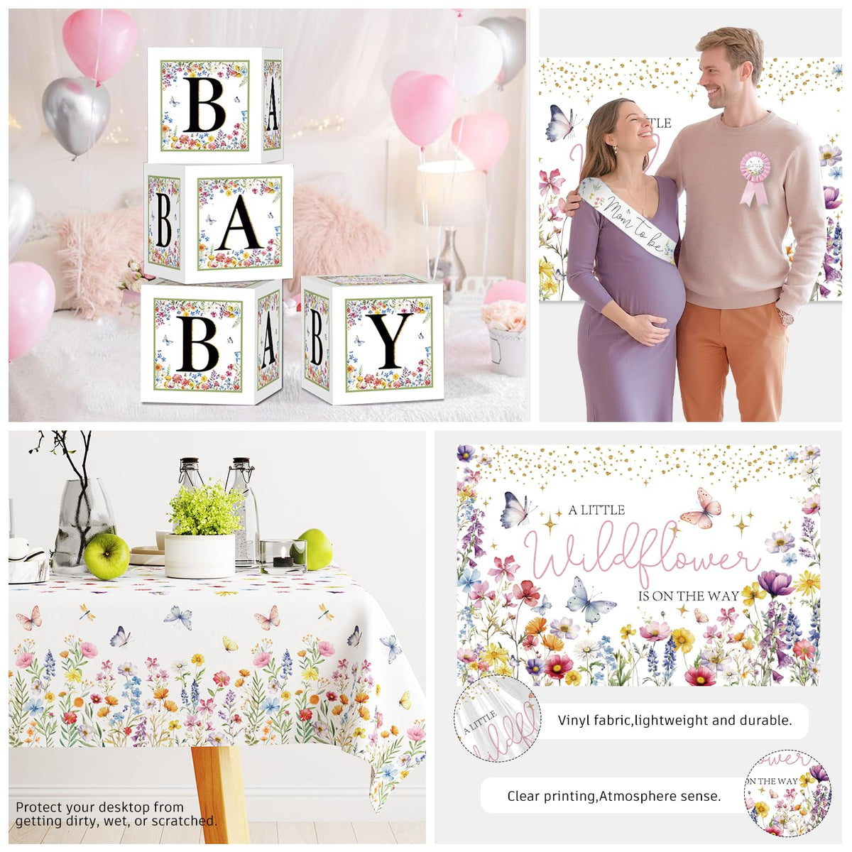 Cocomigo Wildflower balloon boxes anchor decor with color and texture.