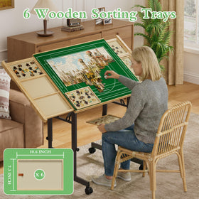 Codace puzzle table with drawers shows quick setup with pre-attached legs.