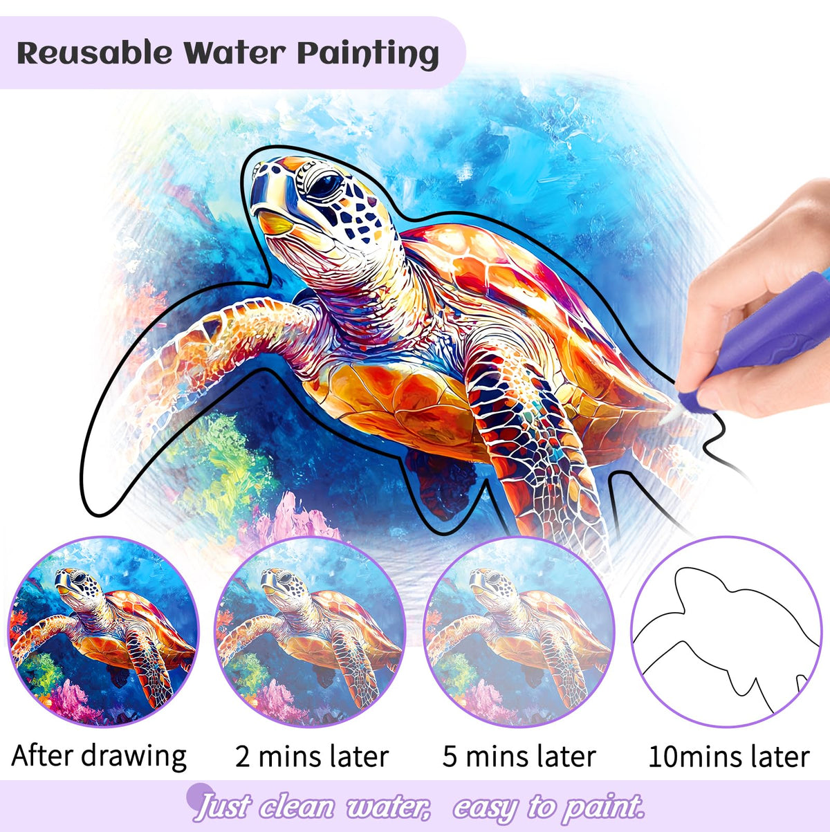 Codonen memory-care art book features water-activated color reveal to engage focus.