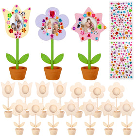 Codree style A paintable wood flower photo holder for personalized decor.