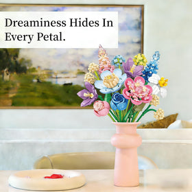 Cogibrix bouquet-building-set assembly invites mindful crafting at home.