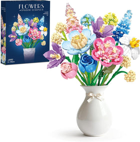 Cogibrix bouquet-building-set packaging showcases durable blooms for long-lasting decor.