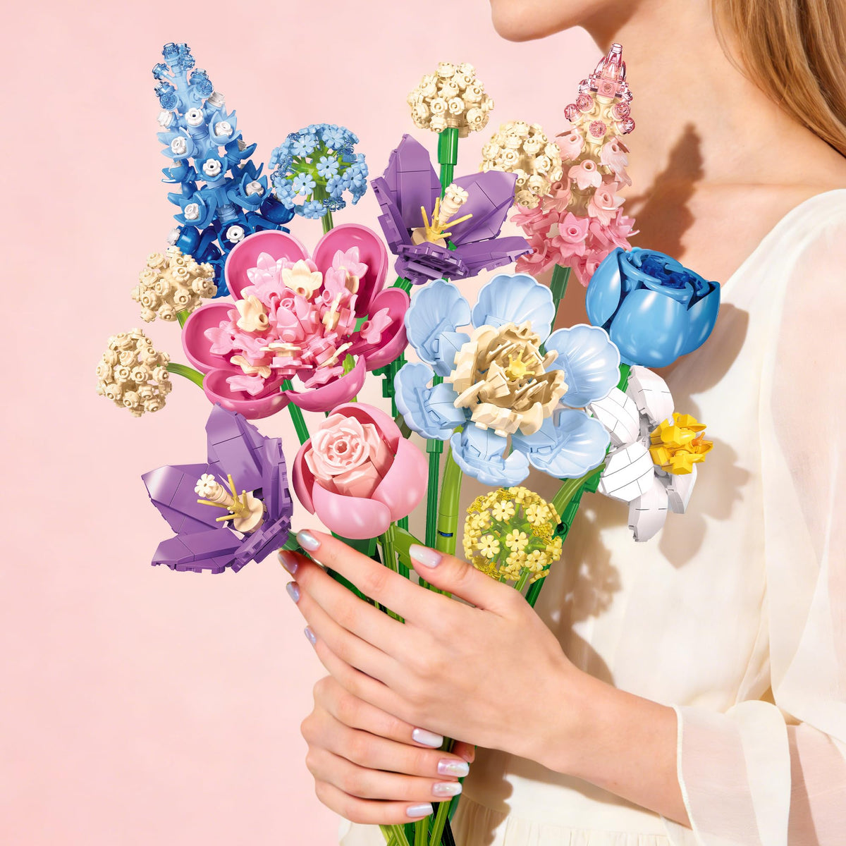 Cogibrix bouquet-building-set room-decor enhances spaces with year-round color.
