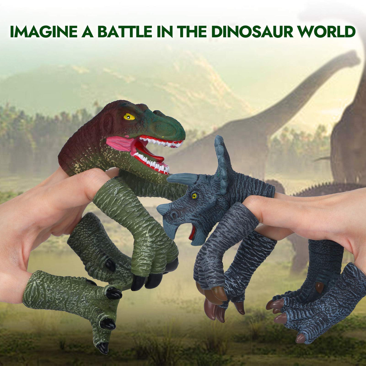 COGO MAN Velociraptor head puppet inspires imaginative play.