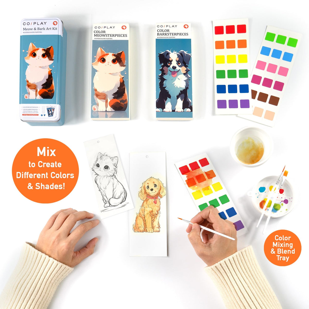 COIPLAY watercolor paper included for ready-to-paint sessions.