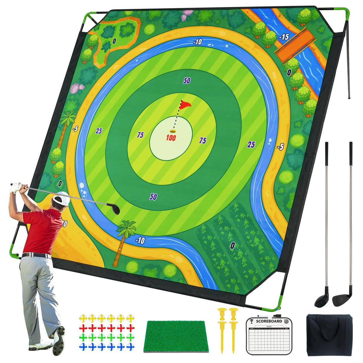 COKEJA golf chipping target mat ready for backyard practice and play