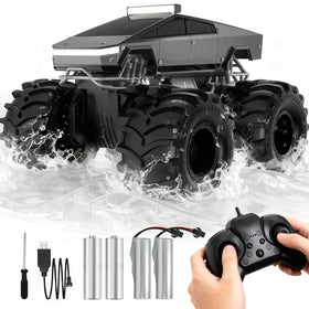 Cokzer Cyber Truck grey front view with rugged bumper and LED lights for off-road fun