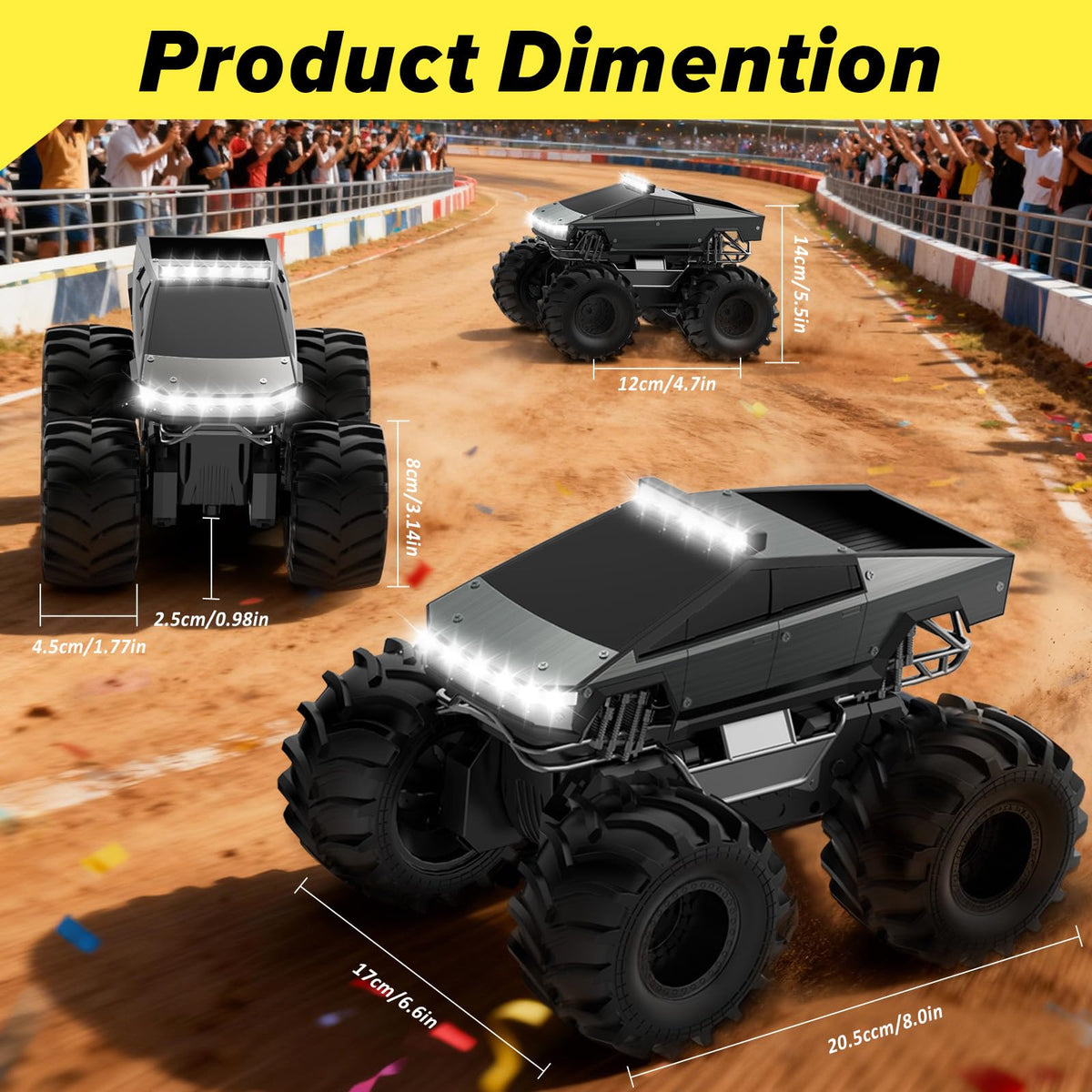 Cokzer Cyber Truck grey side view showing four-wheel drive stance on terrain