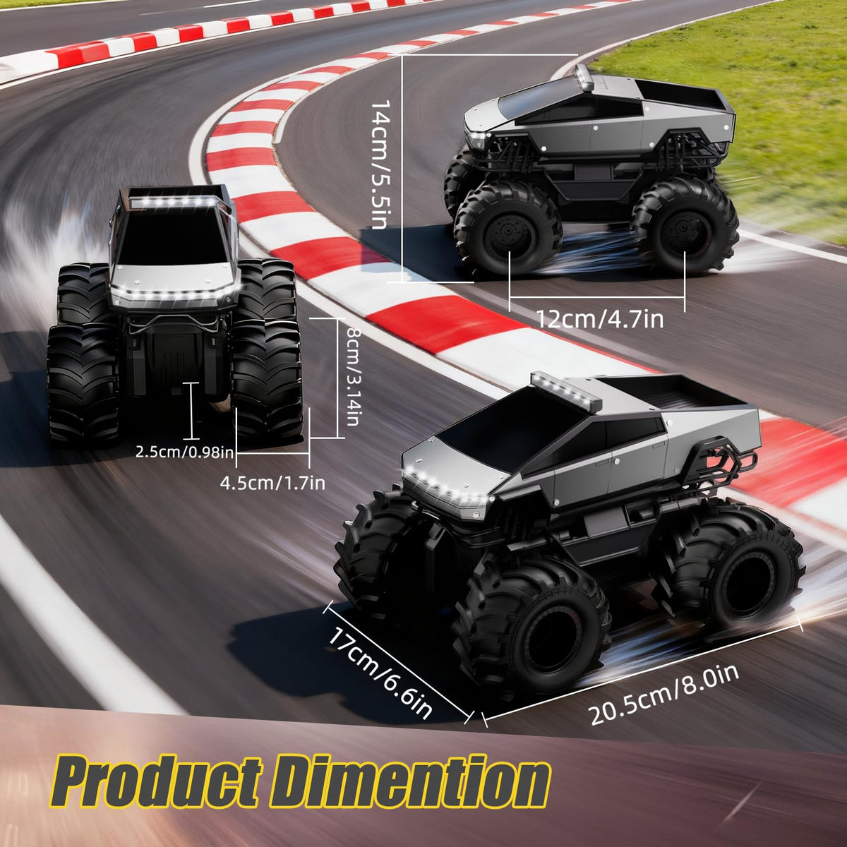 Cokzer cyber truck with bright LED lights visible for night driving