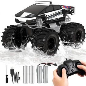 Cokzer Police RC Car front view with headlights for outdoor adventures.