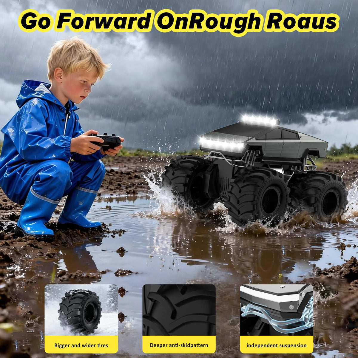 Cokzer RC car amphibious water test with splash and forward motion
