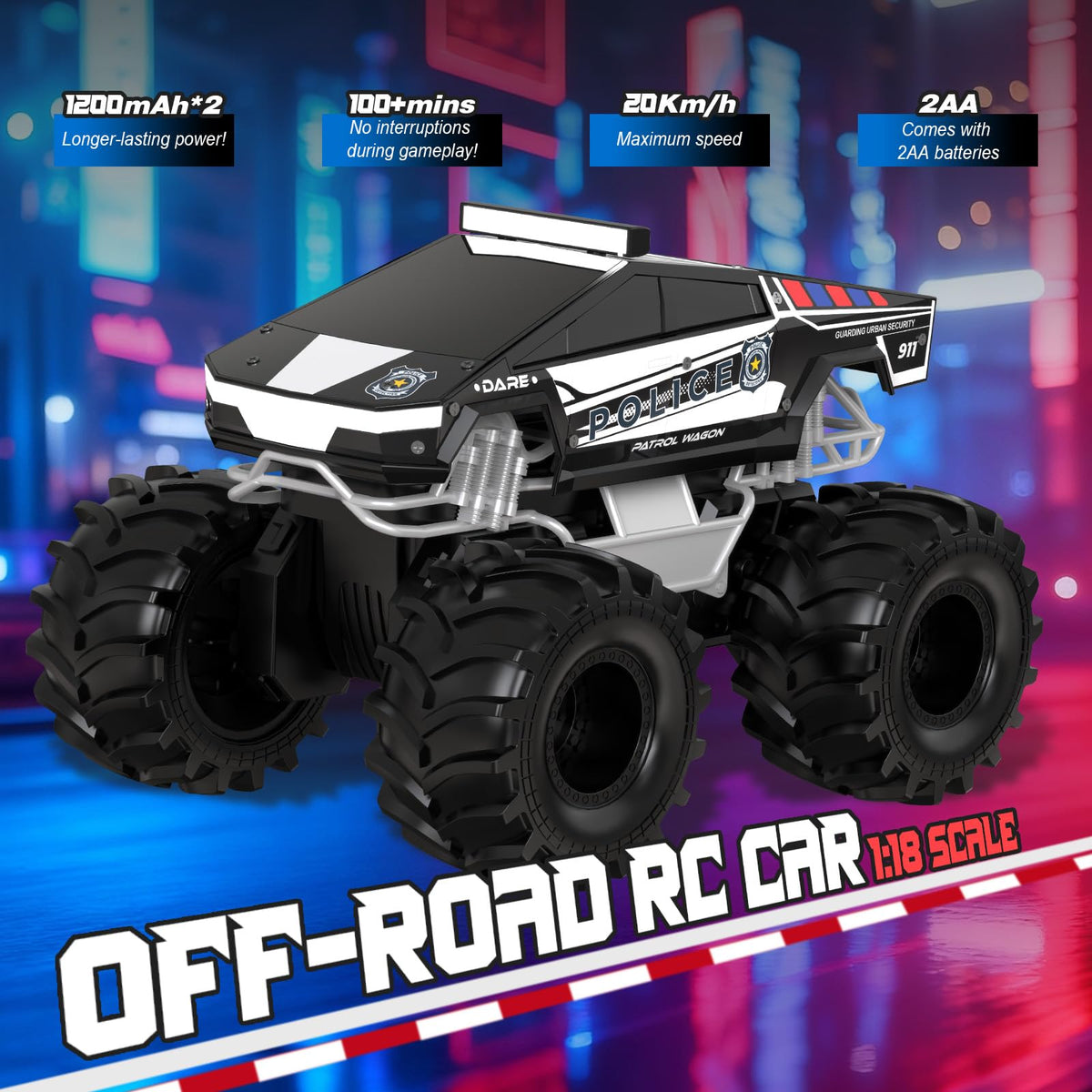 Cokzer RC Car durable tires close-up for stable handling.