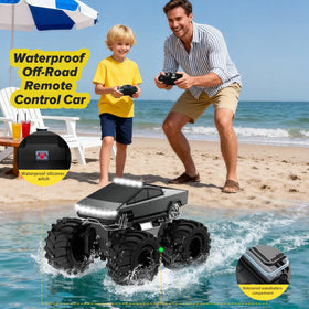 Cokzer RC car with LED lights glowing during a night drive