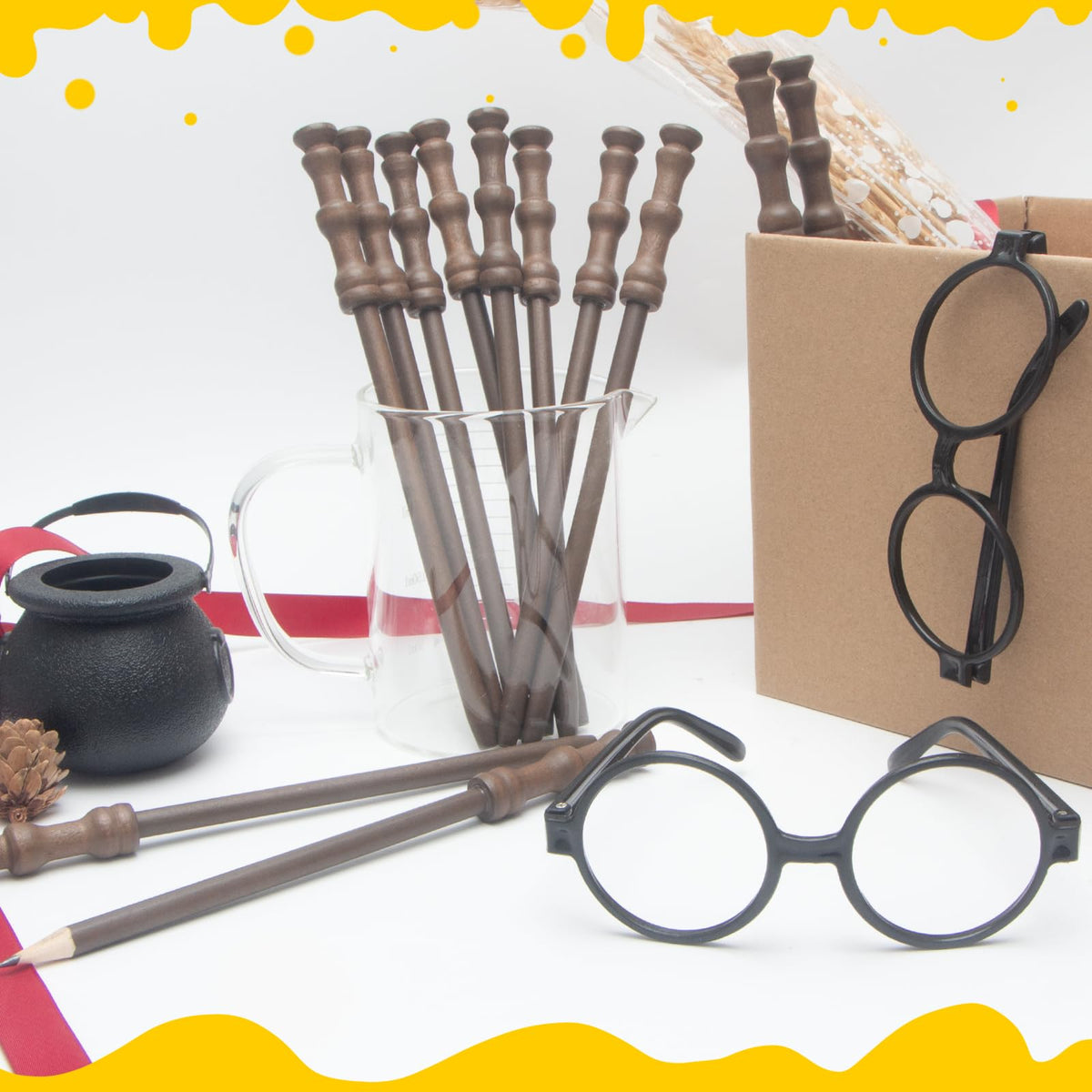 Col-Pary cosplay party props with wand pencils and glasses