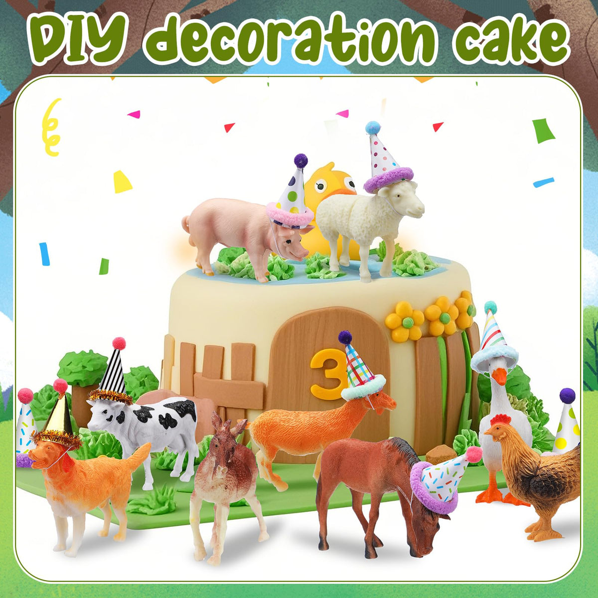 Colingmill goat figurine cake topper complements rustic party decor