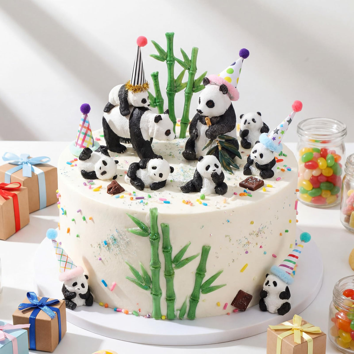 Colingmill panda cake toppers figures decorate cakes with cute detail.