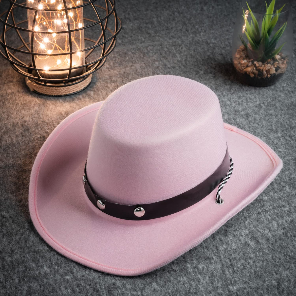 COLLECT PRESENT one size pink cowboy hat with adjustable fit.