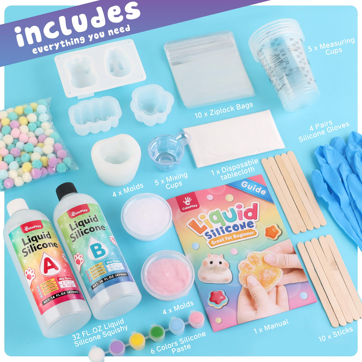 ColoPlay Taba Squishy Kit molds for creating soft, round squishies
