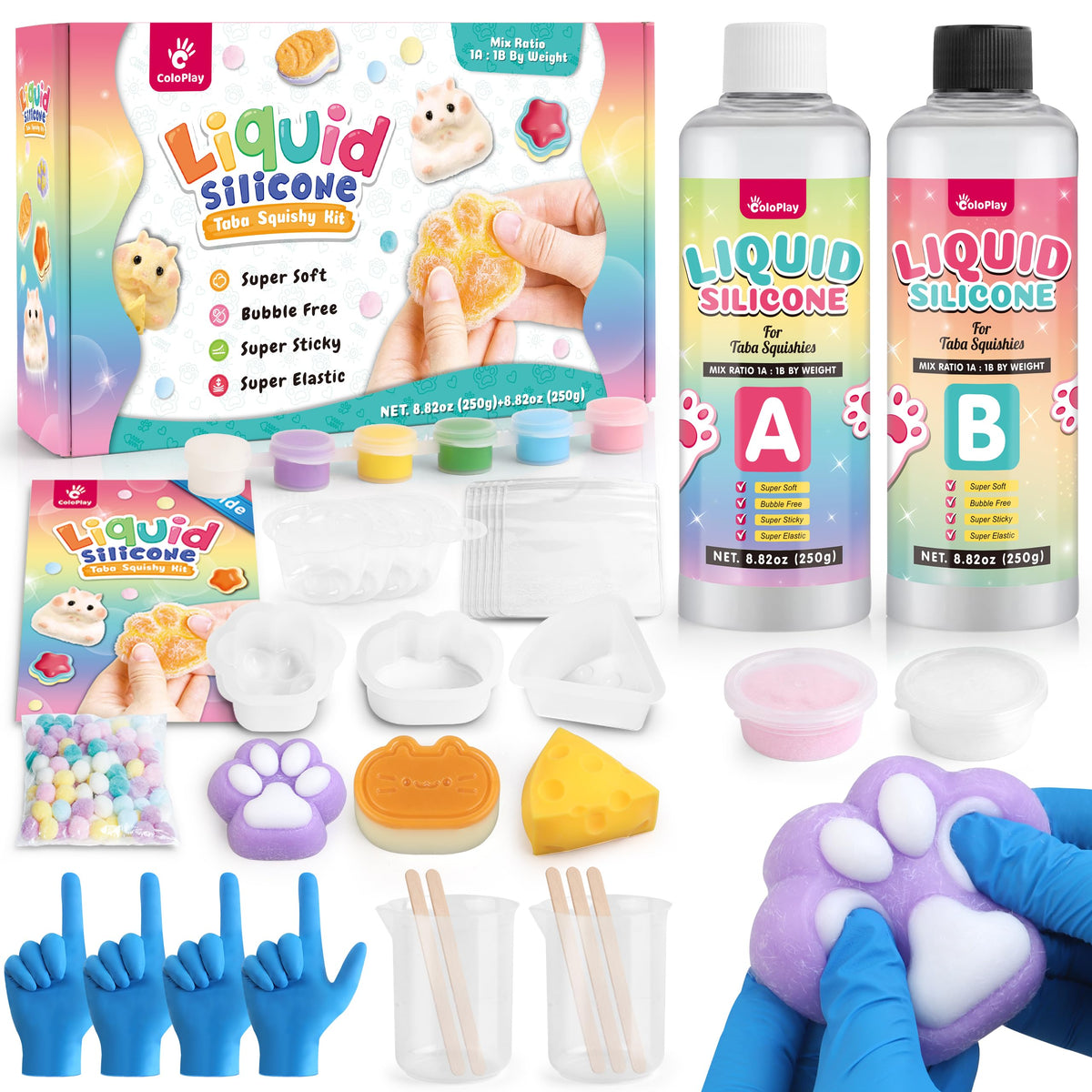 Packaging for ColoPlay Taba Squishy Kit, ideal for beginners starting DIY squishies