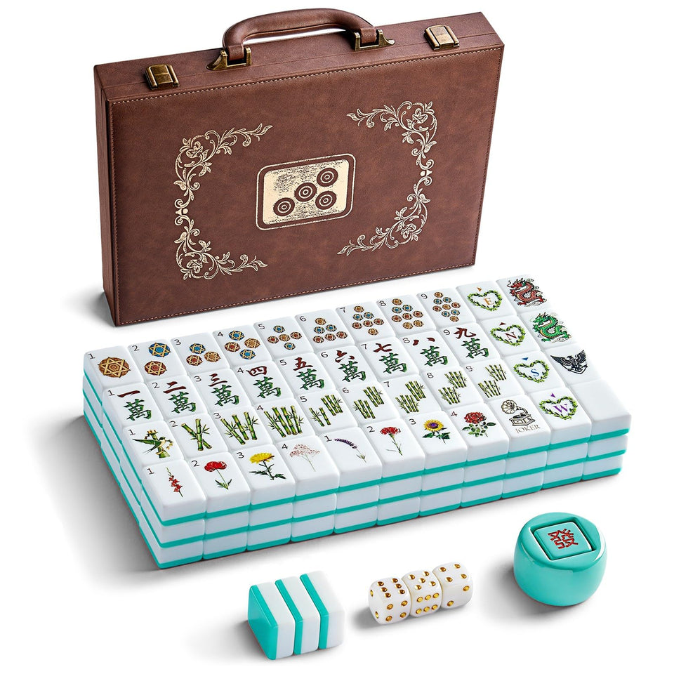 Color Al chemist American Mahjong tiles with engraved symbols for easy readability.