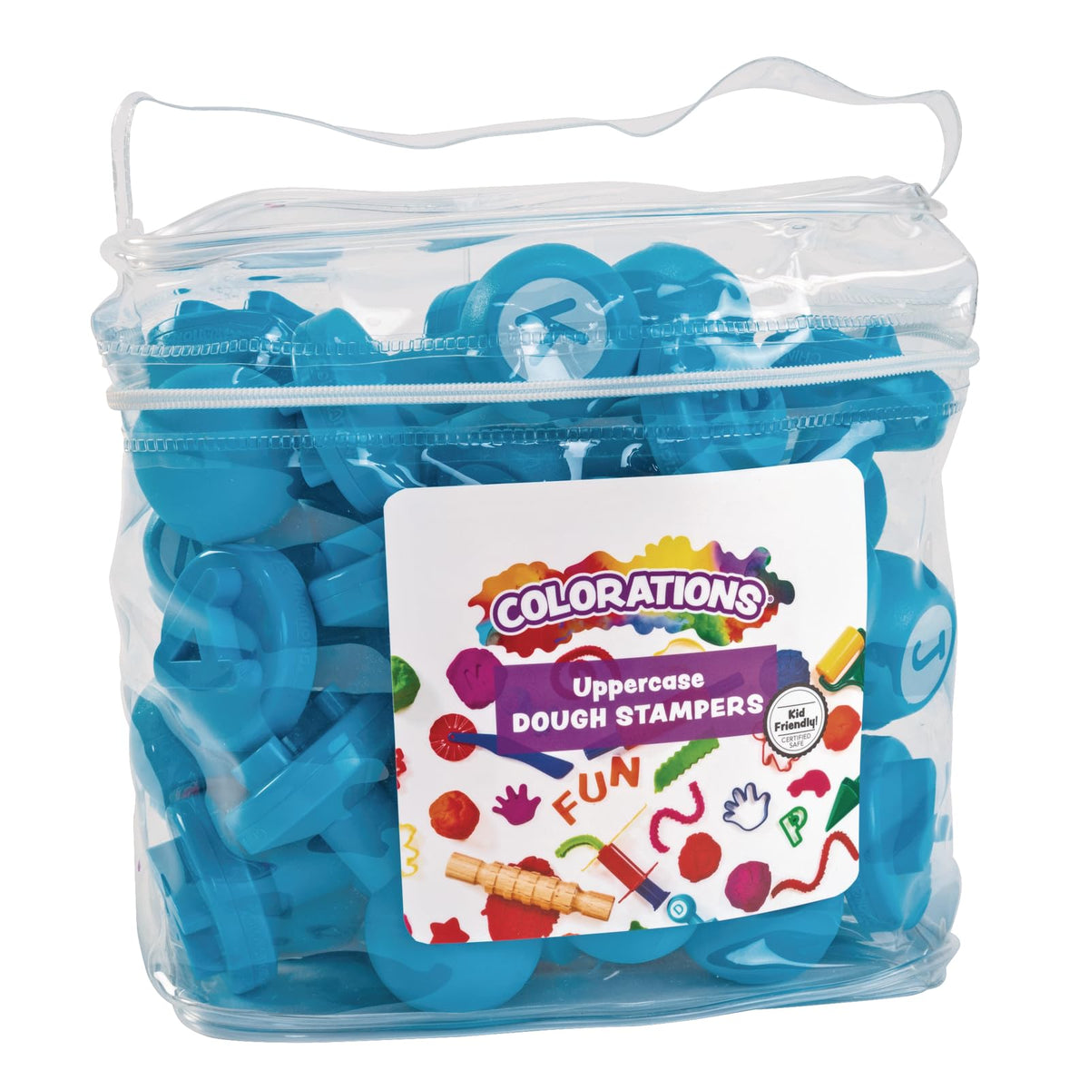 Colorations Alphabet Dough Stampers uppercase letters for tactile ABC learning.