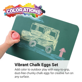 Colorations chalk eggs in hand for easy grip and kid-friendly drawing.