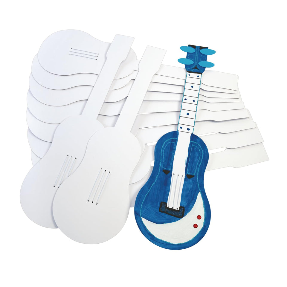Colorations decorate your own guitars assembled for kids' hands-on craft and play.