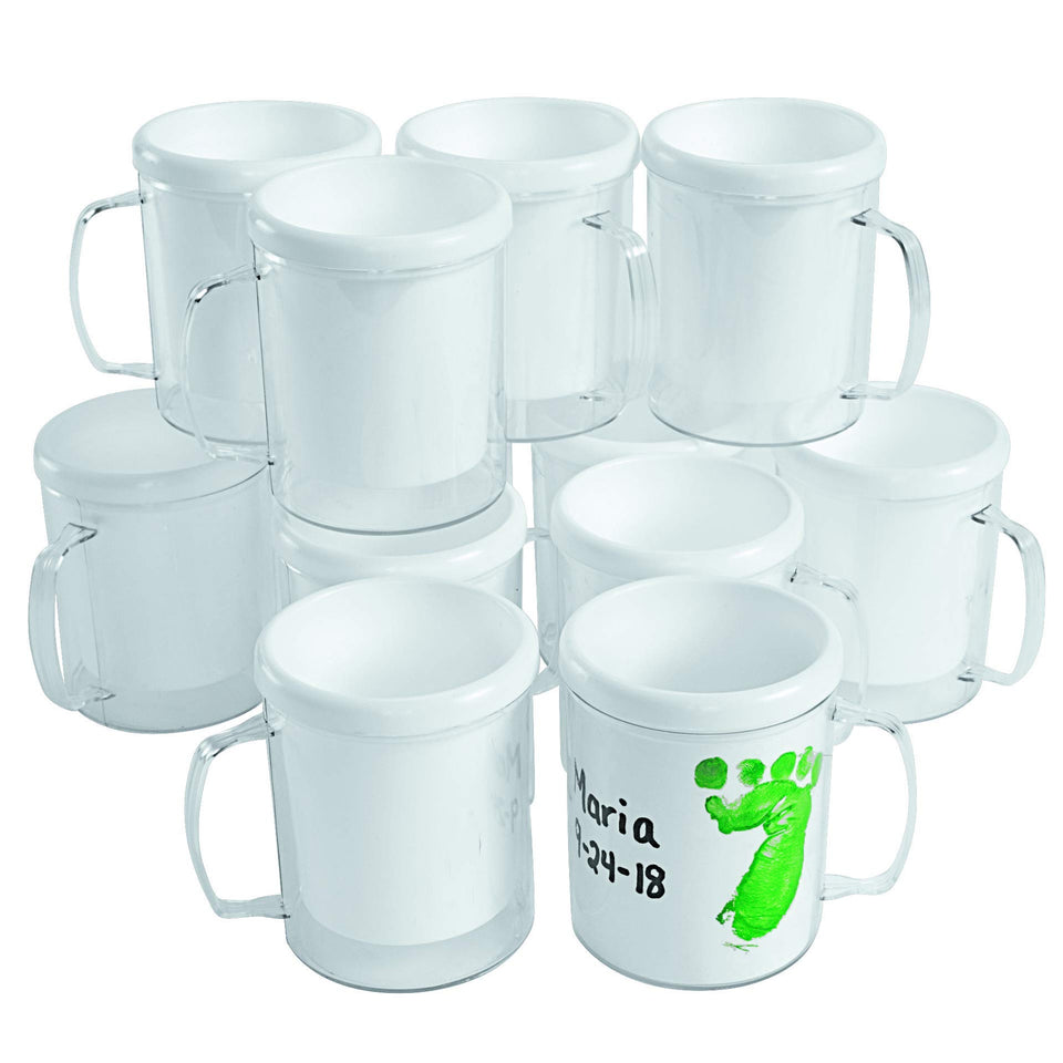 Colorations design your own mugs kit with 12 mugs ready for decoration.