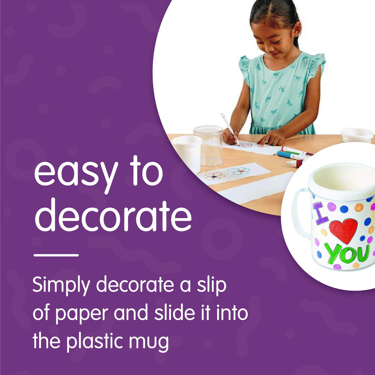 Colorations kids decorate mugs with markers and paints for a fun, creative craft.