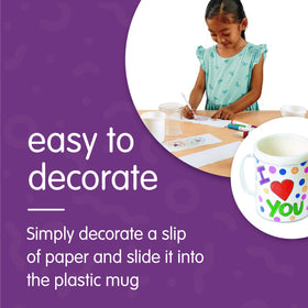 Colorations kids decorate mugs with markers and paints for a fun, creative craft.
