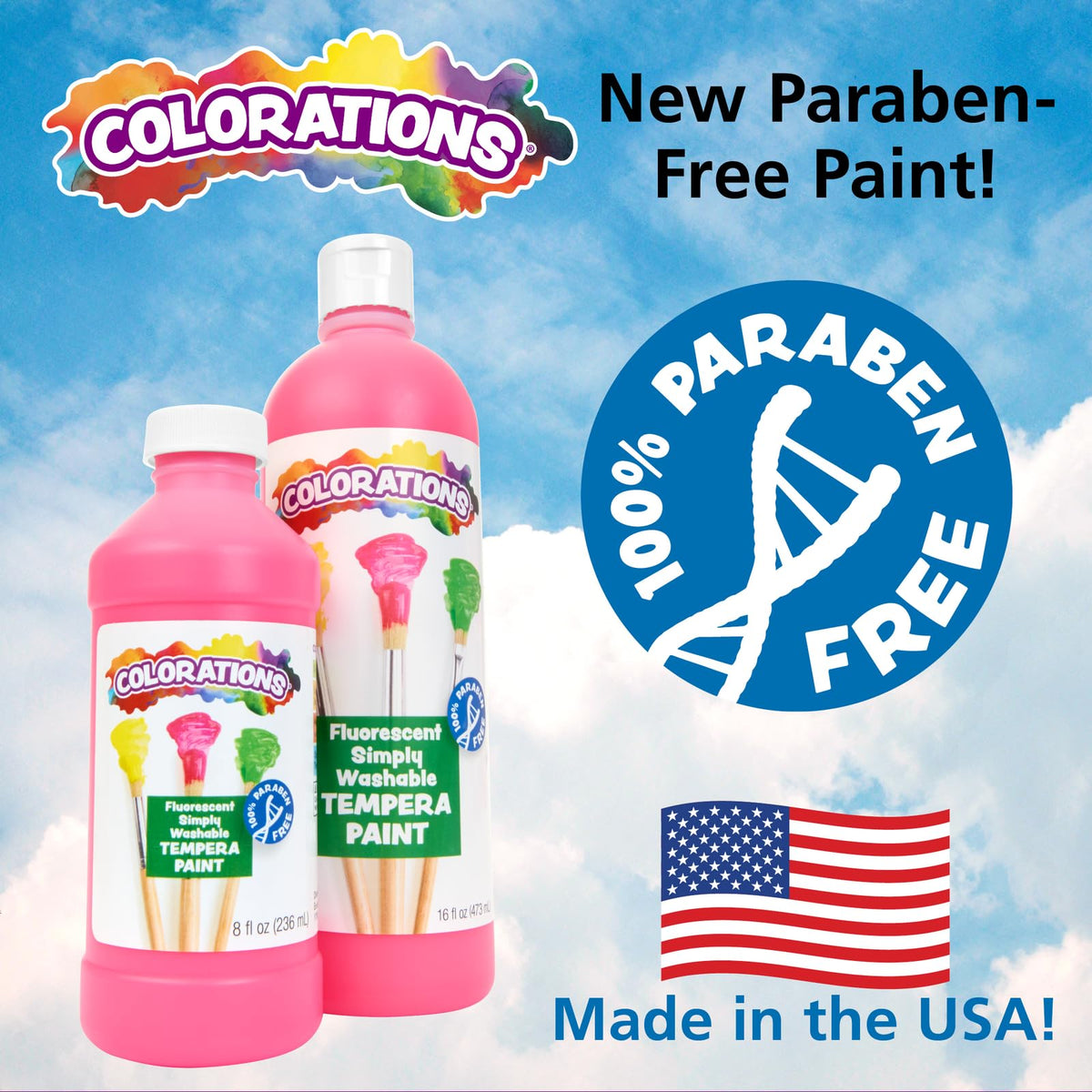 Colorations neon green tempera bottle ideal for outdoor art projects.
