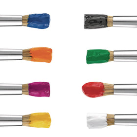 Colorations Rainbow Plus 8 Pack matte finish bottles indicating a non-toxic, kid-friendly art option.