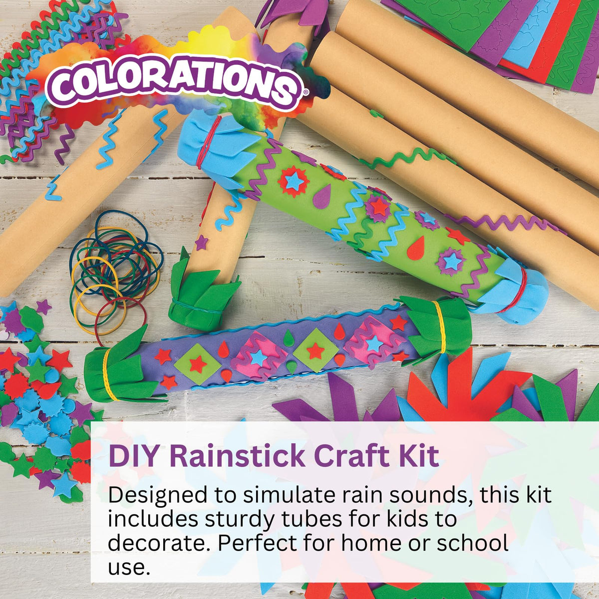 Colorations Rainkit tubes ready to decorate, inspiring imaginative art and fine motor skills.