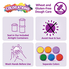 Colorations sensory dough texture provides tactile play and fine motor development.