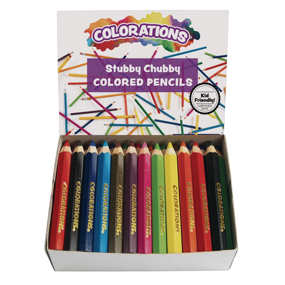 Colorations STUBPEN 48-color pencils in case for classroom art and home crafting