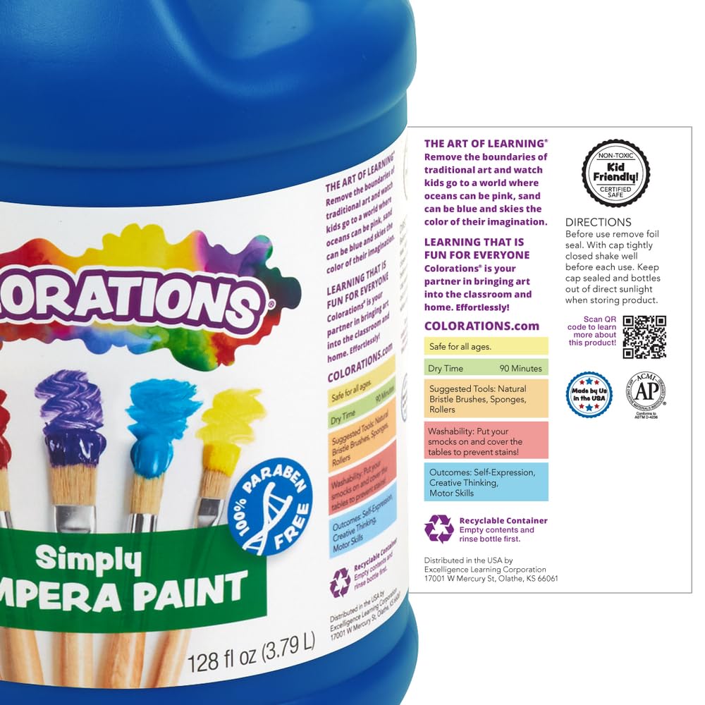 Colorations tempera paint orange classroom setup with kids