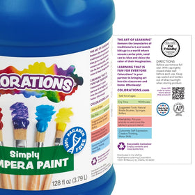 Colorations tempera paint orange classroom setup with kids
