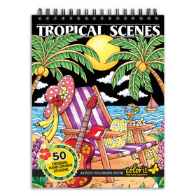 ColorIt tropical beach scene illustration for relaxing, mindful coloring sessions.