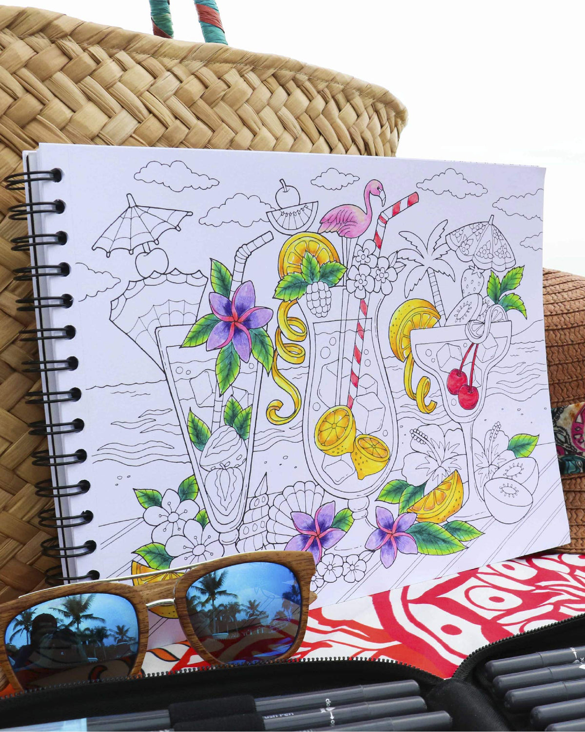 ColorIt tropical water reflection motif for soothing, immersive coloring experience.