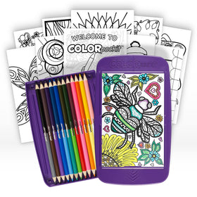 Colorpockit front view: compact travel coloring kit for on-the-go creativity.